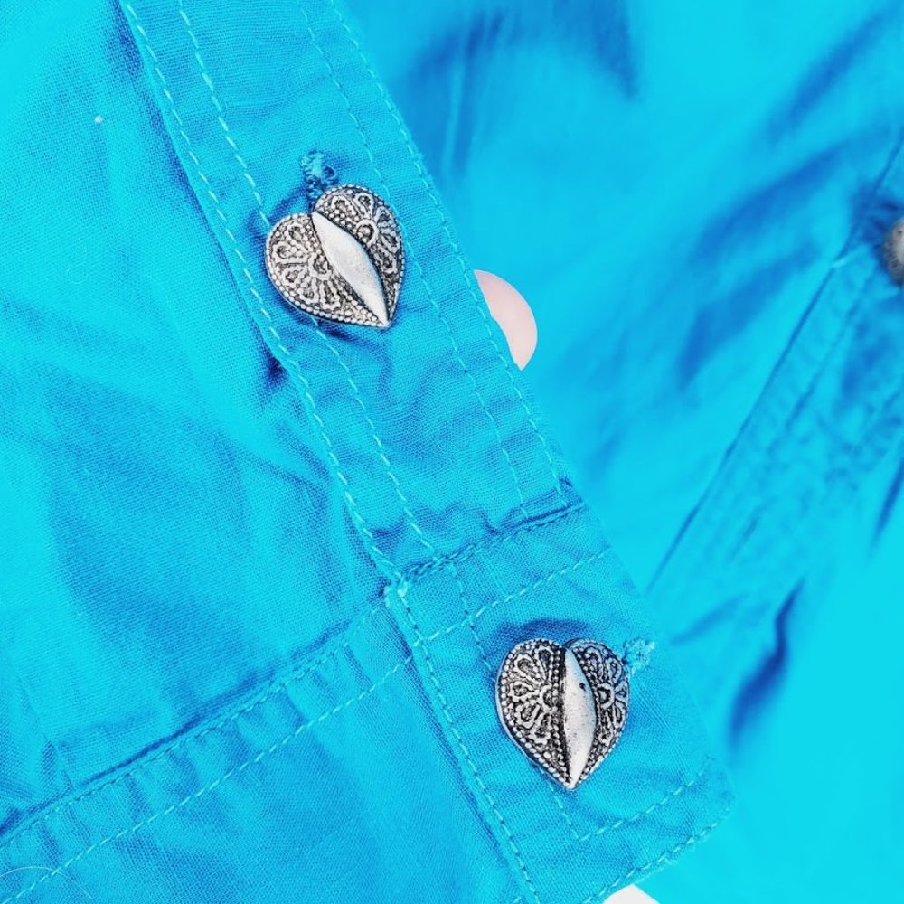 Vintage Blue Canyon Western Wear Shirt Large Beads - Picture 6 of 9